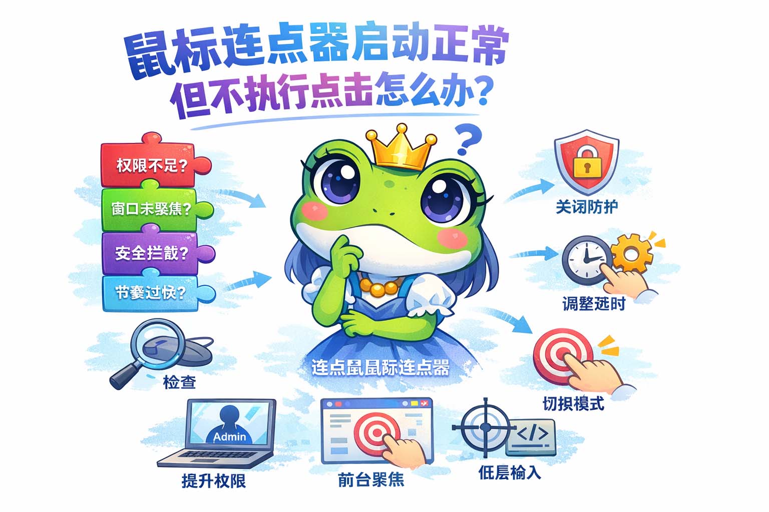 鼠标连点器启动正常但不执行点击怎么办?